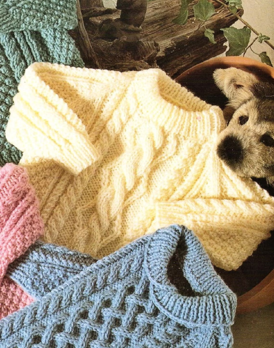 Toddlers and Childrens Aran Sweaters Knitting Pattern