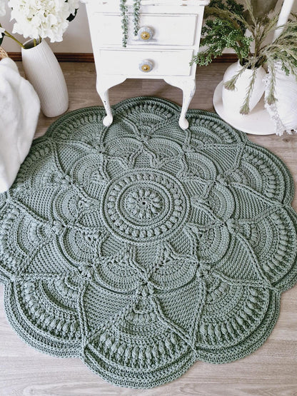 Boho Flower Floor Rug Crochet Pattern