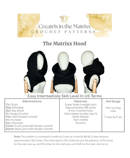 Matrixx Hooded Cowl Crochet Pattern