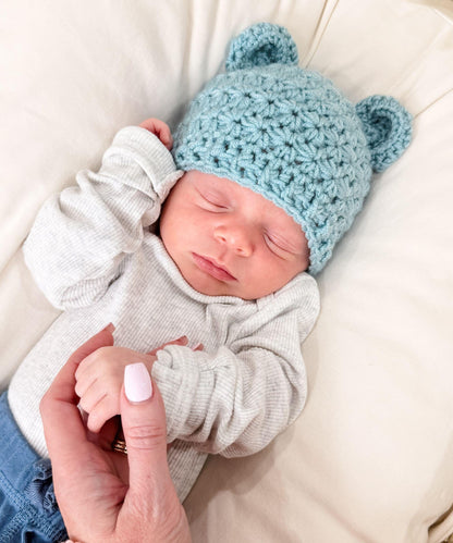 Star Stitch Baby Bear Hat Crochet Pattern
