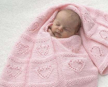 Baby Lace Heart Motif Afghan Knitting Pattern