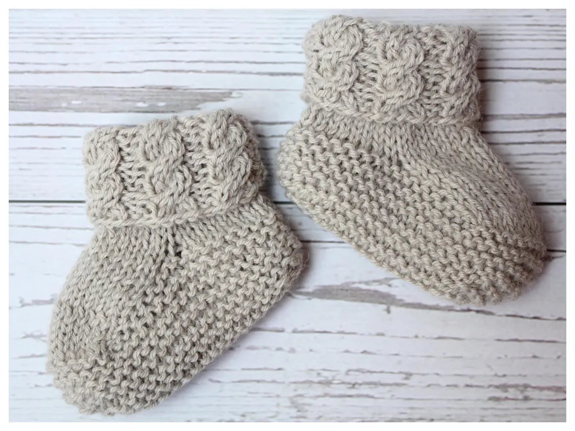 Cable Cuff Baby Bootie Knitting Pattern