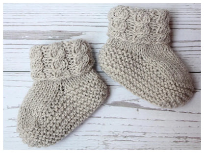 Cable Cuff Baby Bootie Knitting Pattern