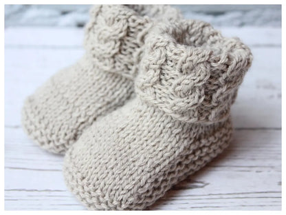 Cable Cuff Baby Bootie Knitting Pattern