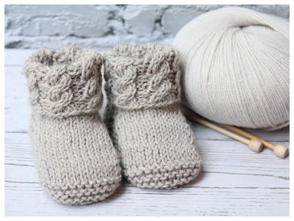 Cable Cuff Baby Bootie Knitting Pattern