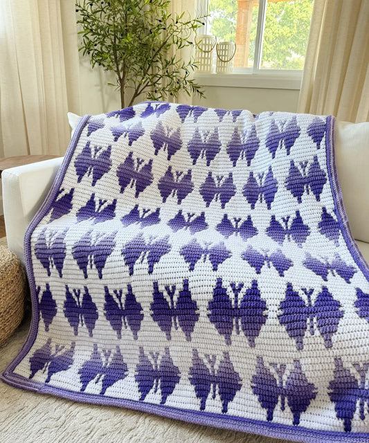 Butterfly Kisses Mosaic Blanket Crochet Pattern