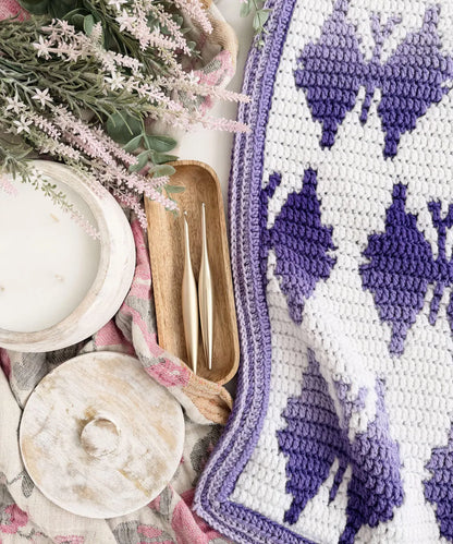 Butterfly Kisses Mosaic Blanket Crochet Pattern