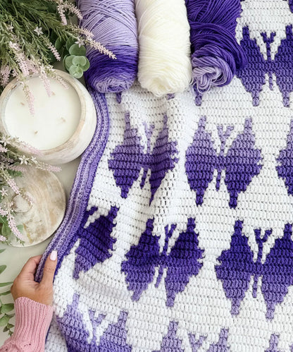 Butterfly Kisses Mosaic Blanket Crochet Pattern