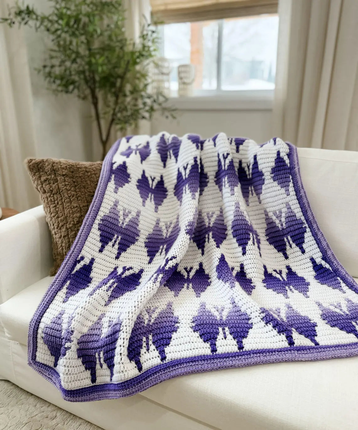 Butterfly Kisses Mosaic Blanket Crochet Pattern