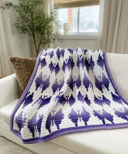 Butterfly Kisses Mosaic Blanket Crochet Pattern