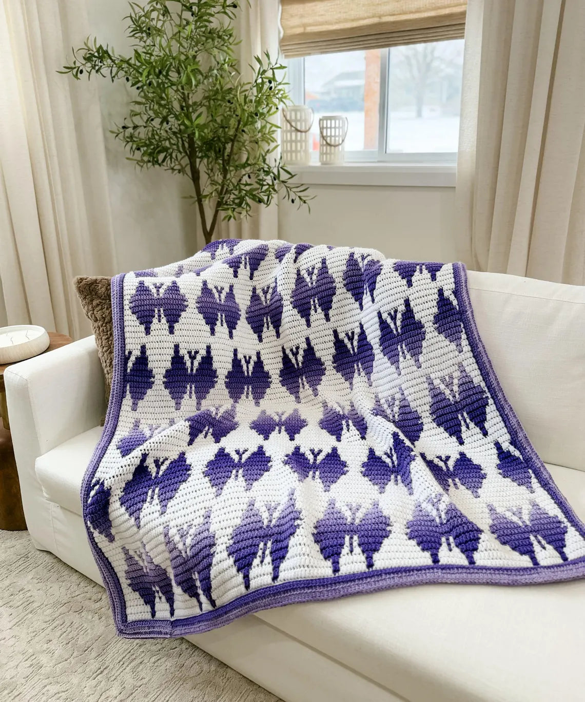Butterfly Kisses Mosaic Blanket Crochet Pattern