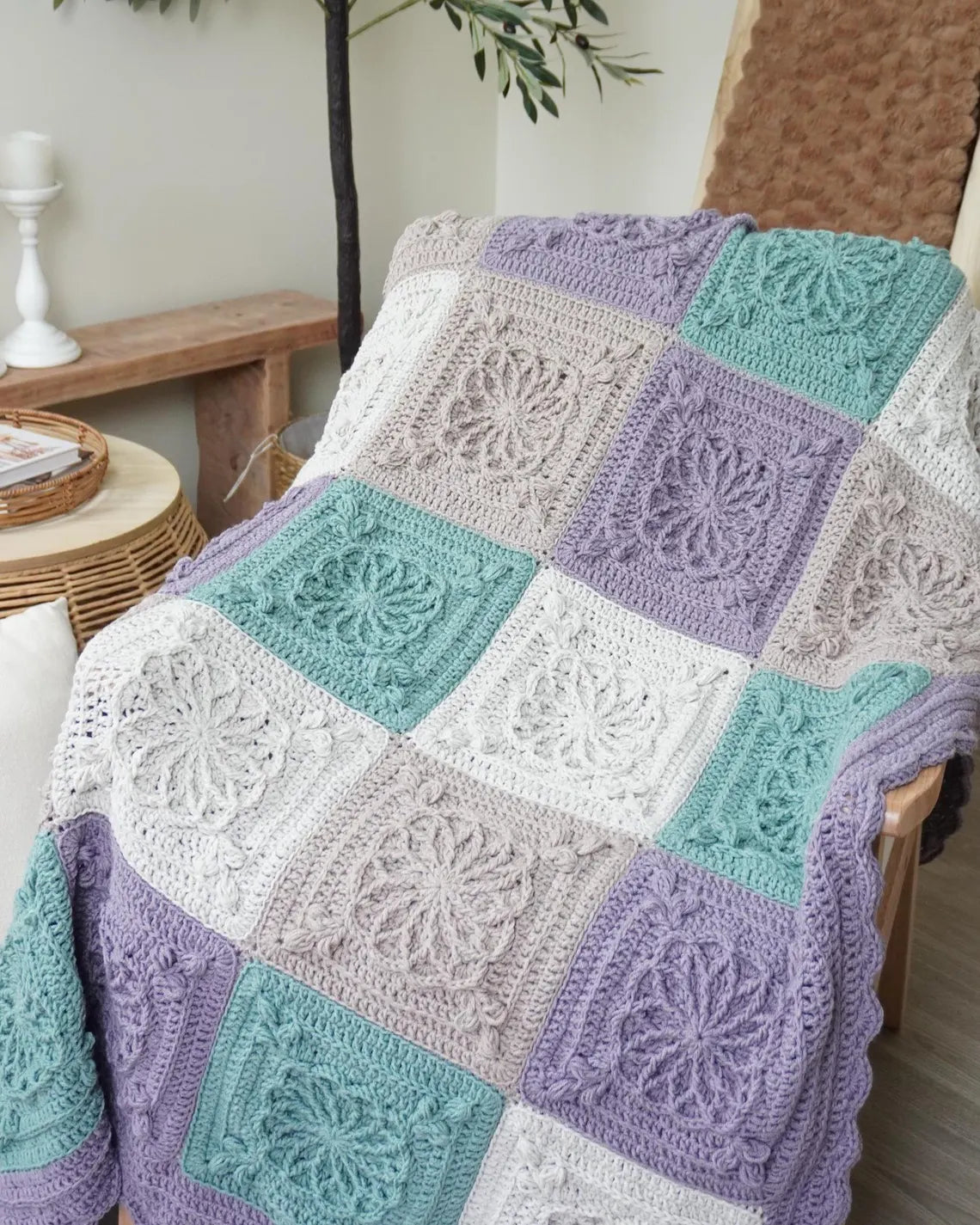 Textured Granny Square Blanket Crochet Pattern