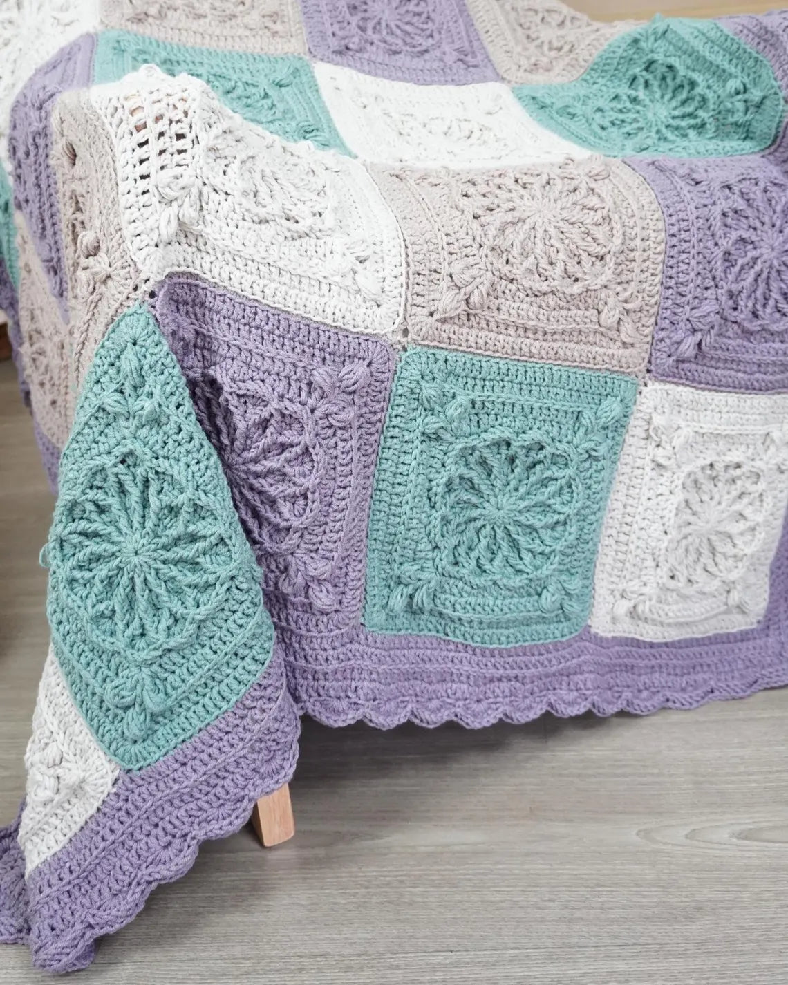 Textured Granny Square Blanket Crochet Pattern