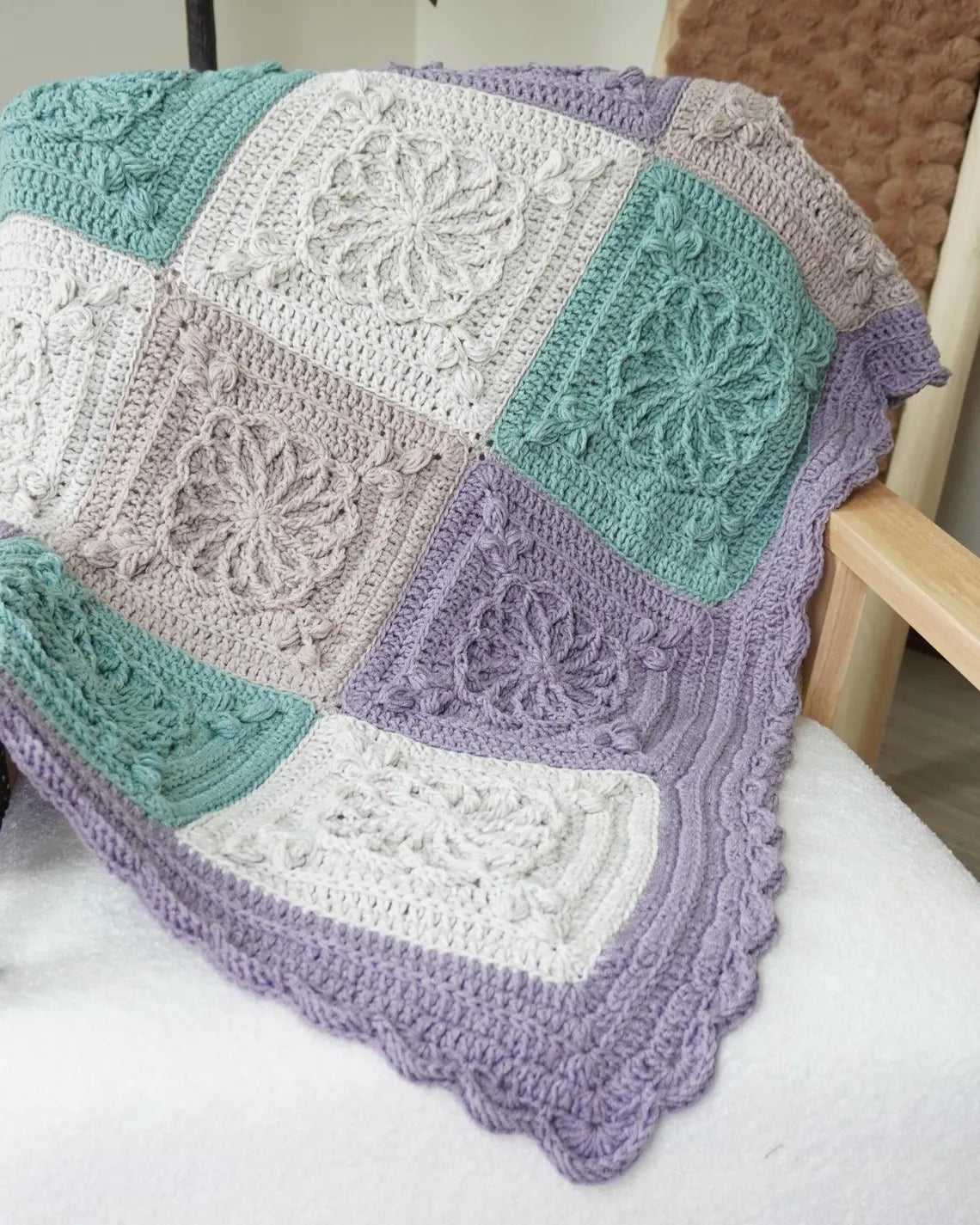 Textured Granny Square Blanket Crochet Pattern