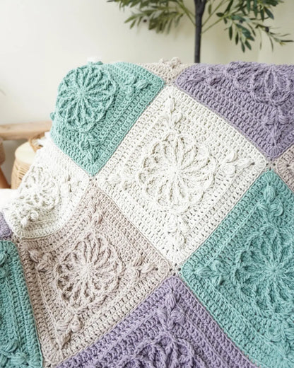 Textured Granny Square Blanket Crochet Pattern