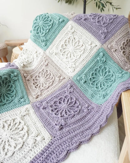 Textured Granny Square Blanket Crochet Pattern