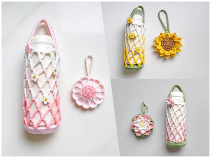 Floral Drink Carrier Crochet Pattern