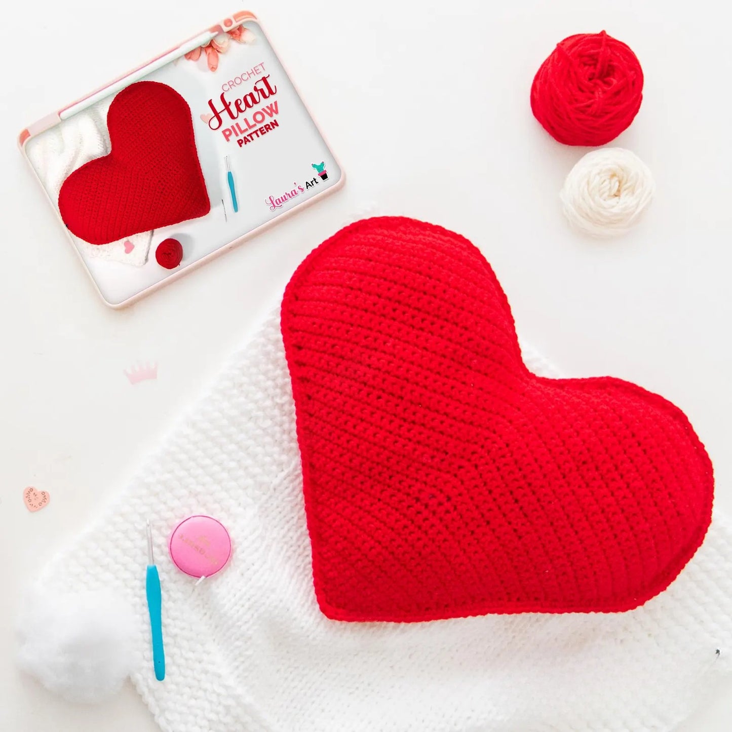 Heart Pillow Crochet Pattern