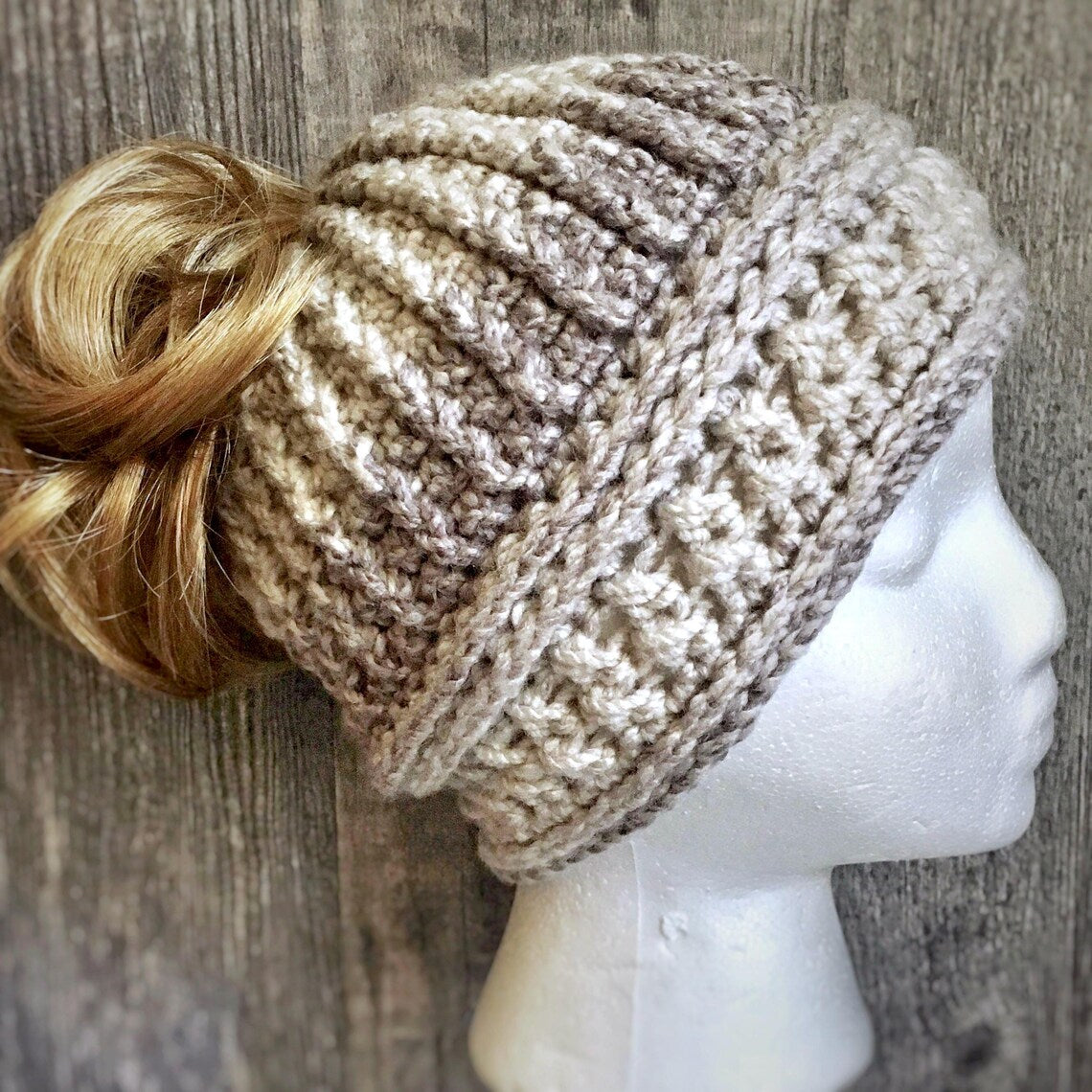 Kelsey Messy Bun Hat crochet pattern