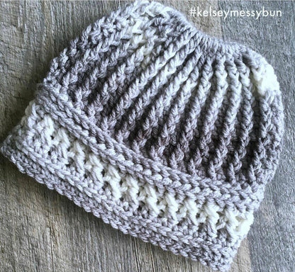 Kelsey Messy Bun Hat crochet pattern