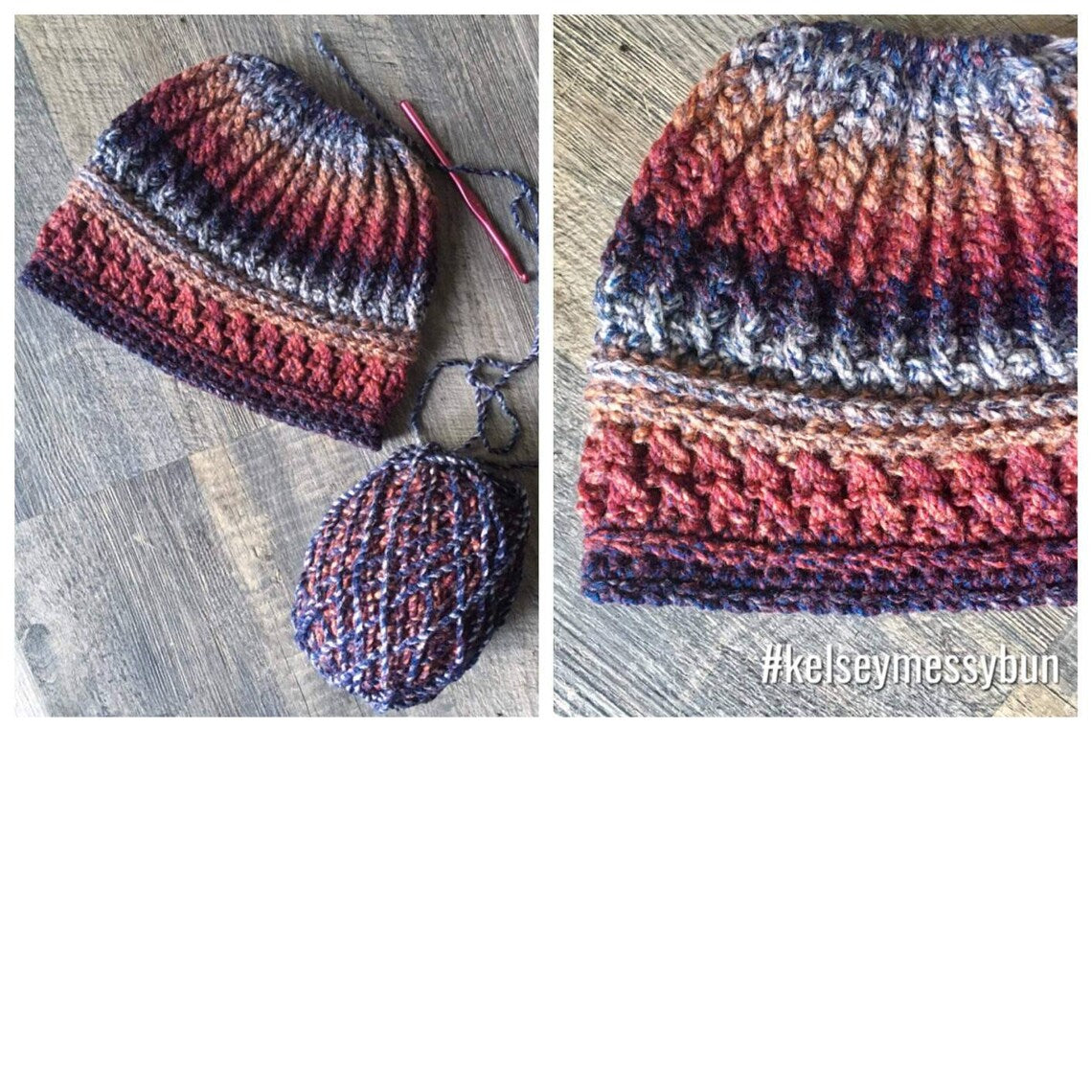 Kelsey Messy Bun Hat crochet pattern