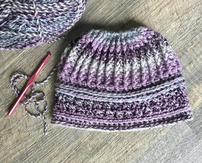 Kelsey Messy Bun Hat crochet pattern