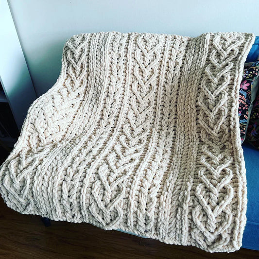 Cable Hearts Blanket Knitting Pattern