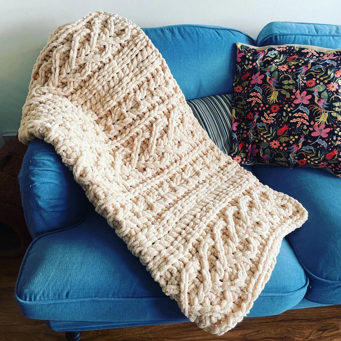 Cable Hearts Blanket Knitting Pattern