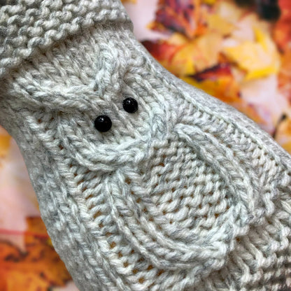 Owl Fingerless Gloves Knitting Pattern
