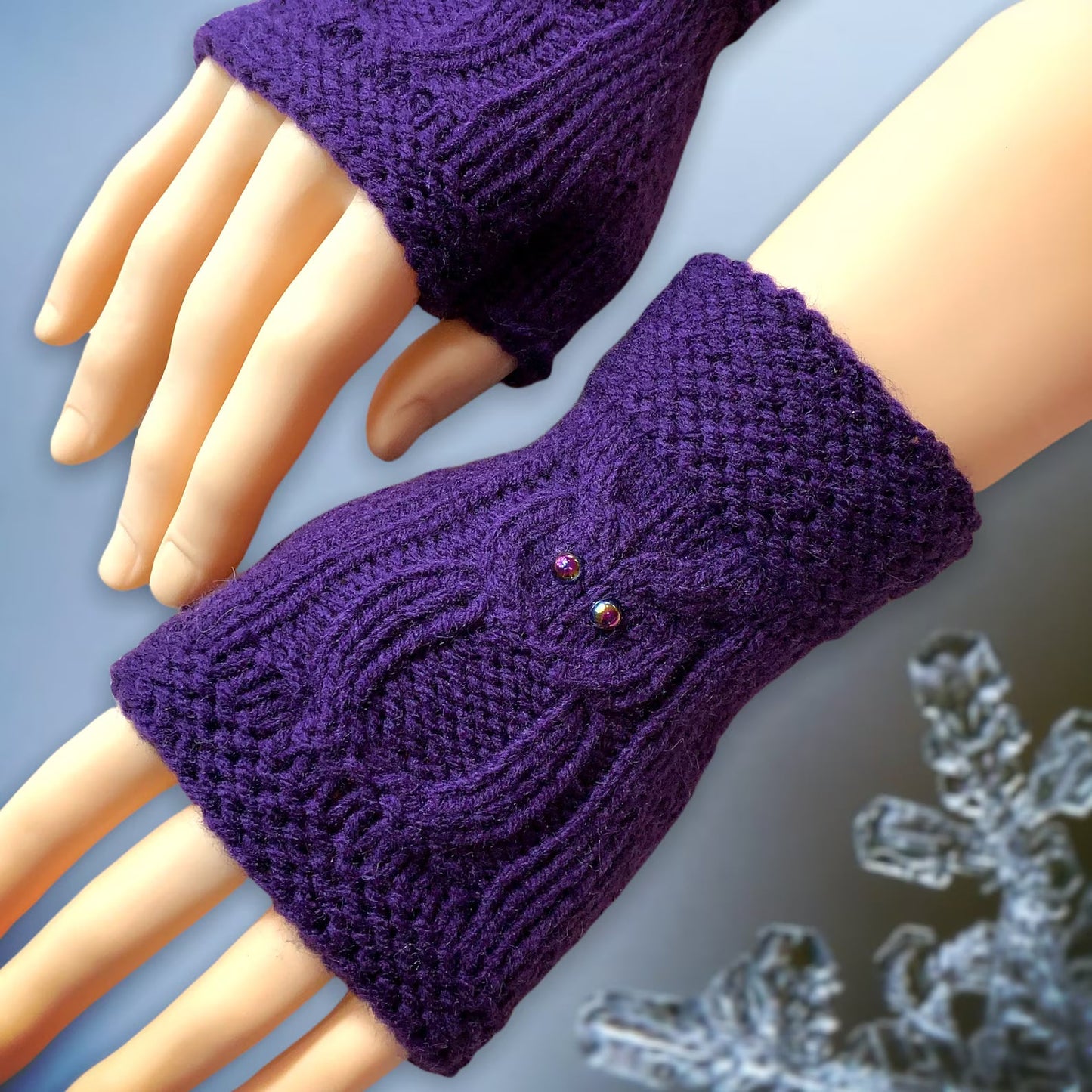 Owl Fingerless Gloves Knitting Pattern