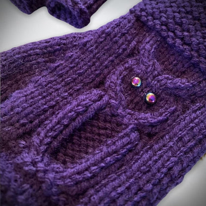 Owl Fingerless Gloves Knitting Pattern