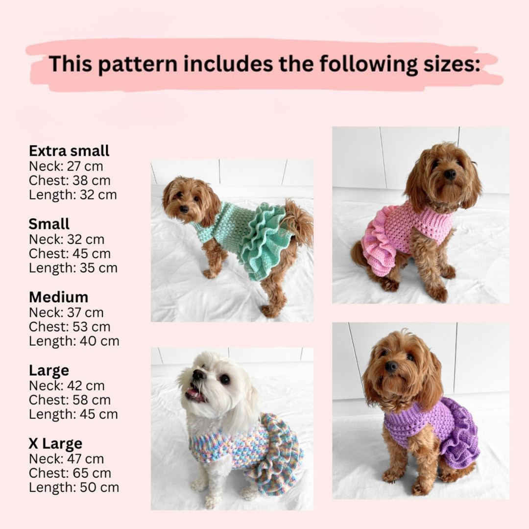 Puff Stitch Tutu Dog Jumper Crochet Pattern