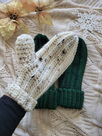 Ribbed Crochet Mittens Pattern