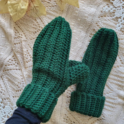 Ribbed Crochet Mittens Pattern