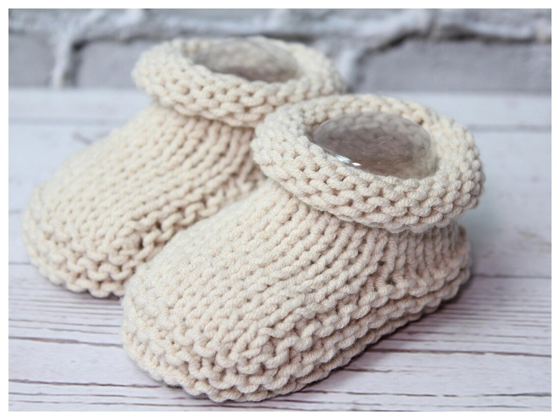 Rolled Cuff Baby Bootie Knitting Pattern