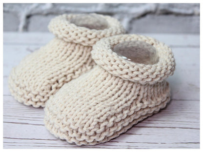 Rolled Cuff Baby Bootie Knitting Pattern