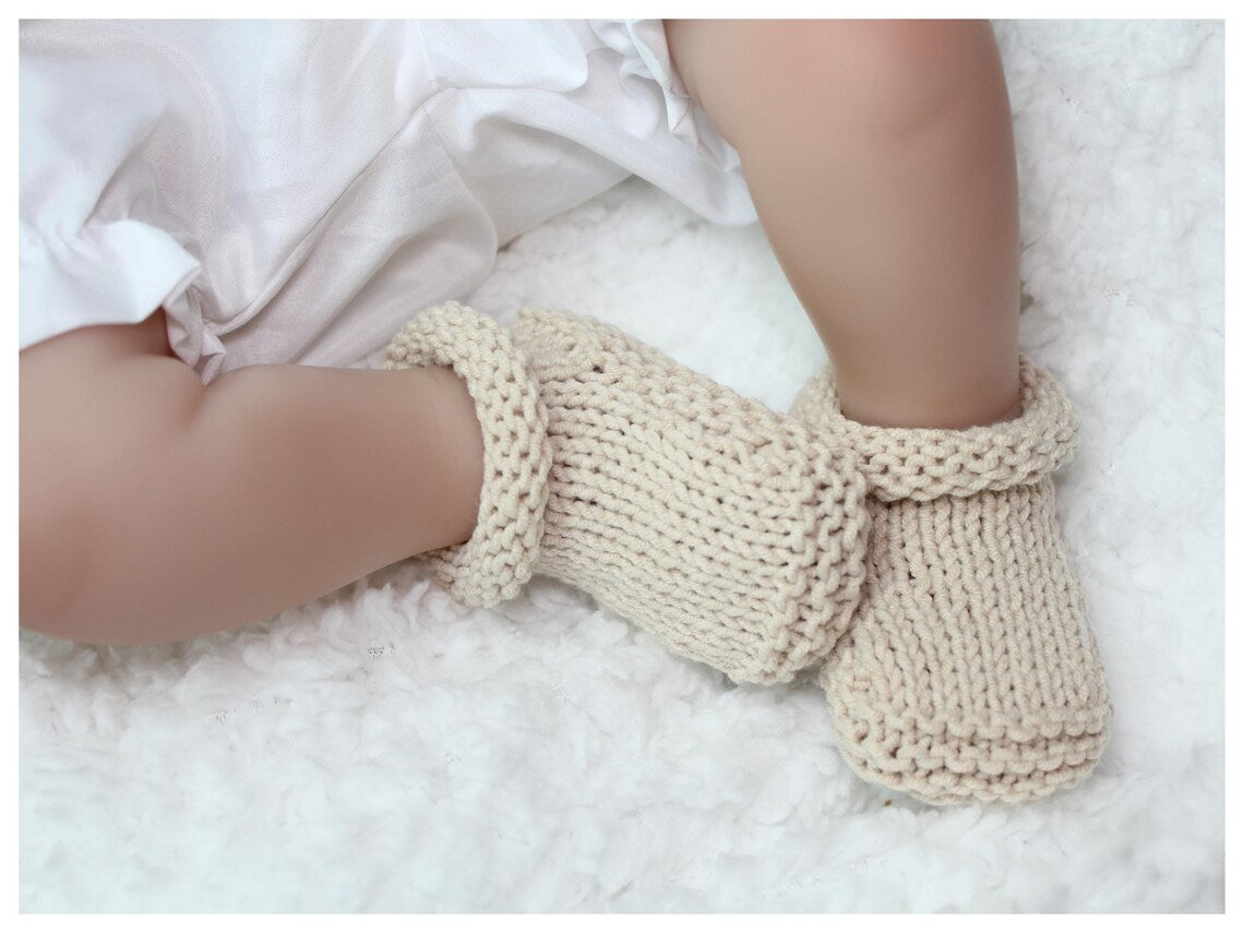 Rolled Cuff Baby Bootie Knitting Pattern
