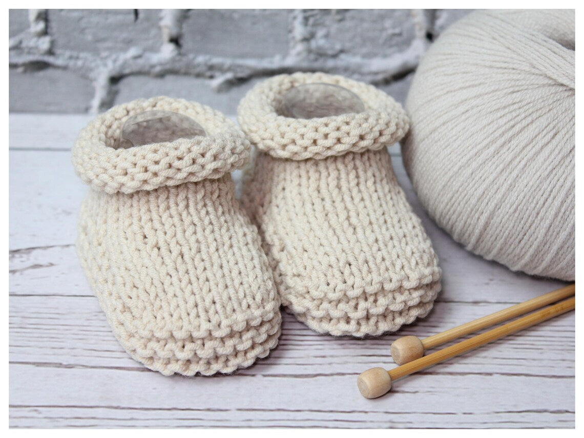 Rolled Cuff Baby Bootie Knitting Pattern