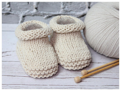 Rolled Cuff Baby Bootie Knitting Pattern