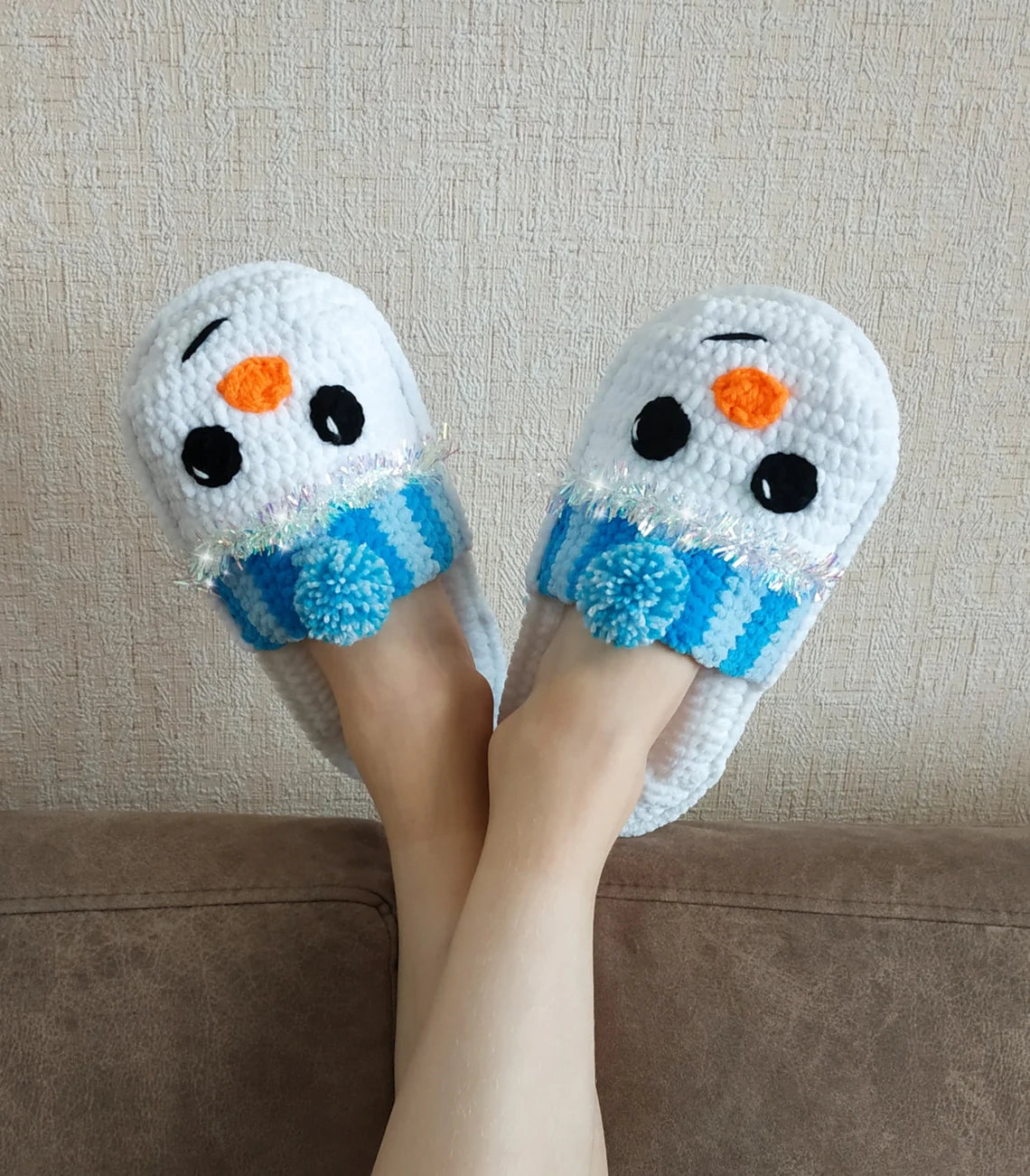 Snowman Slippers Crochet Pattern