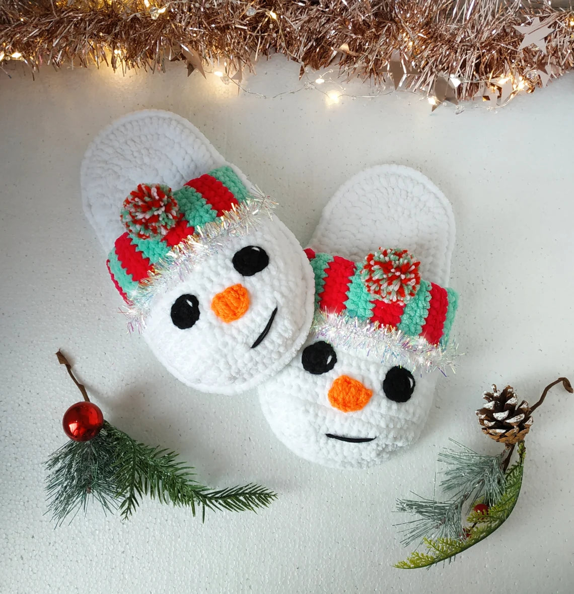 Snowman Slippers Crochet Pattern
