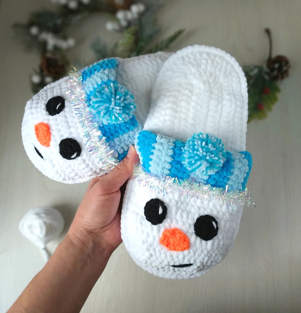 Snowman Slippers Crochet Pattern