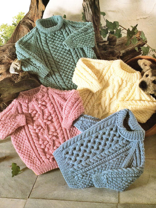Toddlers and Childrens Aran Sweaters Knitting Pattern