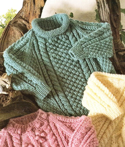 Toddlers and Childrens Aran Sweaters Knitting Pattern