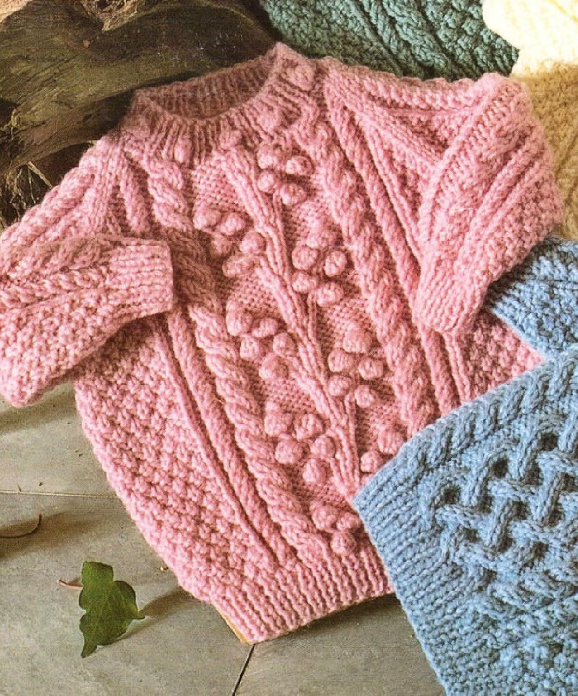 Toddlers and Childrens Aran Sweaters Knitting Pattern