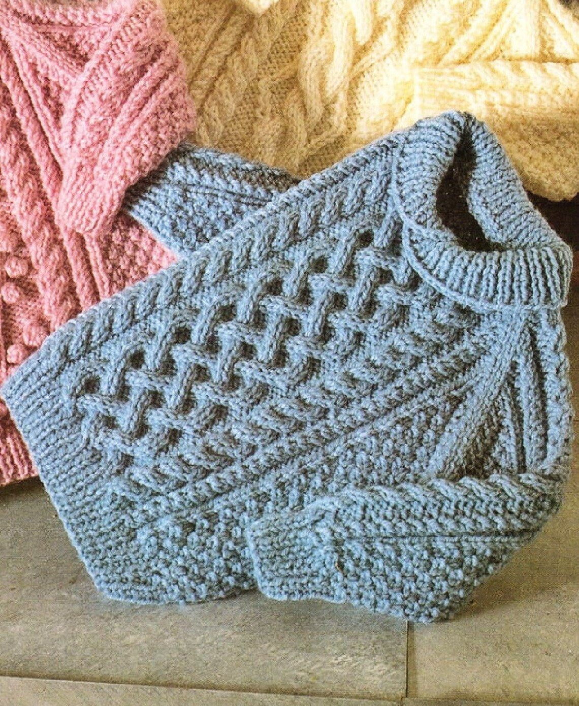 Toddlers and Childrens Aran Sweaters Knitting Pattern