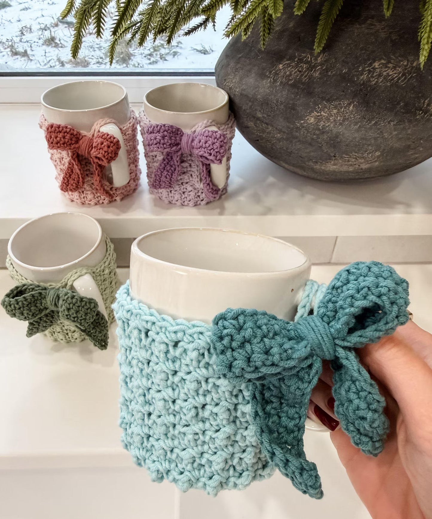Winterberry Mug Cozy Crochet Pattern