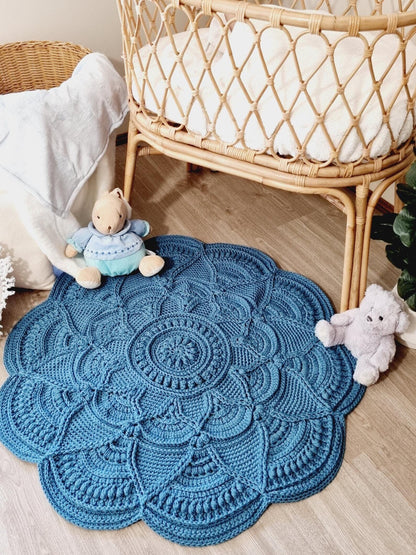 Boho Flower Floor Rug Crochet Pattern