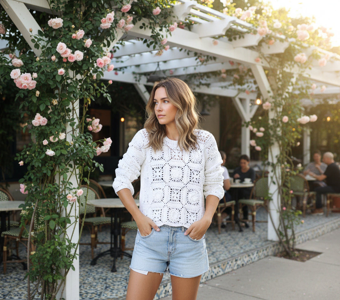 Isla Granny Square Sweater Crochet Pattern