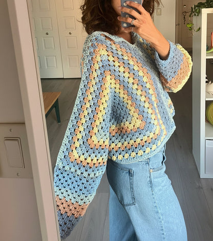 Granny Hexagon Pullover Sweater Crochet Pattern